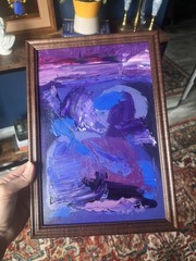NOT A PRINT – Original abstract acrylic painting, signed, varnished, purple