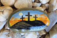 Hand Painted Hope Faith Kindness cross Rock paper weight Painting Gift