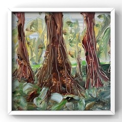 Louisiana Swamp Painting Cypress Trees Framed Art Abstract Landscape Nature Art