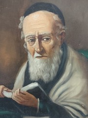 «Portait Of Rabbi» Original Jewish-Dutch Signed Oil On Canvas