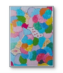 ACEO PRINT of Original Abstract Map Doodles Acrylic & Pencil by Charlene Slie