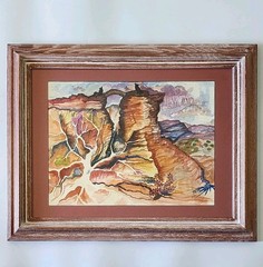 Mary Lou Ray Greer Original Watercolor Painting Southwest Desert Canyon Framed