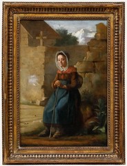 European School 19th Century Oil – Resting by the Cemetery