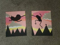 Adventure Time Fin & Jake Acrylic Double Canvas Painting (2-8X10 In. Canvas)