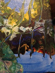 Mercy Island Painting. 15 1/2in by 12 1/2 In. Hand Painted Abstract painting