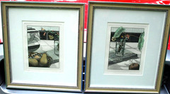 LOUDERMILK Set 2 Kitchen Still Lifes S/N & L/E Hand Colored Etchings Art Prints