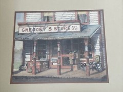 AMERICAN REGIONALISM PAINTING HISTORIC CONNECTICUT NORWALK GROCERY STORE BEGLEY
