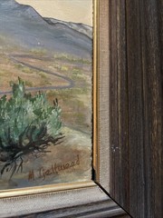 Vintage Framed And Matted Original Landscape Painting On Canvas Artist Signed