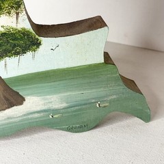 Louisiana Swamp Painting Acrylic Wood Cutout Shelf Sitter Signed Graham 6 In LA