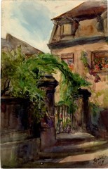 Georg Schmidt Foundation House View Stairs Nuremberg Realism Sign Watercolor 1914