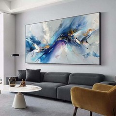 Blue Large Wall Art Paintings Hand Painted Abstract Oil Painting on Canvas Gray