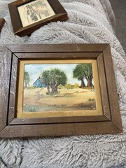 Framed country living Original Oil Painting SIGNED Unknown Signature dated 1985