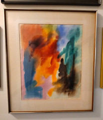 1970s Watercolor abstract «Stathis 1971»-signed Museum Framing