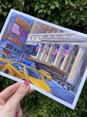 New York City Flags Hotel Pennsylvania Taxi USA Giclee Print NYC Kaloustian Art