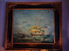 Antique Signed OIL painting 20 x 24 original MERCHANT ships at SEA Magnificent !