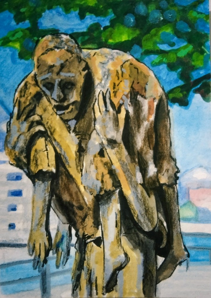 🌟Irish Famine ACEO Original Painting Historical Art Card Acrylic Great Hunger