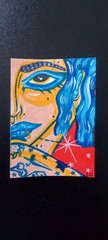Tiny Art Club OOAK Art Card, Tattoo Girl Art By ESS22, 3.5 x 2.5 in., Unframed