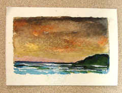 Original watercolor tonalist painting on paper ACEO art seascape Tarrantts