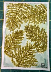 Painting by M. Hackney Fern Fronds Watercolor, Signed, Original, 5×7″ OOAK
