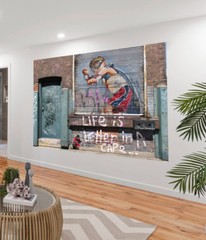 Painting Graffiti Street Art life better in cape Print Canvas large
