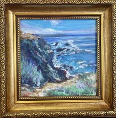 Big Sur California Original Coastal Seascape Acrylic Painting Framed 7×7
