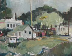 1950s U of O «BIG O» of SKINNER BUTTE OIl Painting EUGENE UNIVERSITY of OREGON