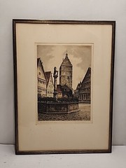 Alfred Jensen, 1859-1935, Color Etching Dinkelsbuhl Am Wornitztor; Wornitz Gate