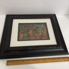 Abstract Reverse-Painted Glass Painting Liquid Pour Framed Art 12×14”