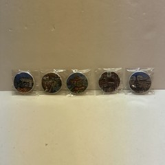 5 Original Hand Painting Museum Styles City Scape Pin Buttons 1.25″. # 1