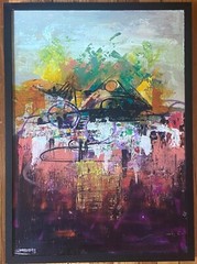 Moroccan artist Mohamed Ghannaj: contemporary oil painting on canvas 27.75×21 in