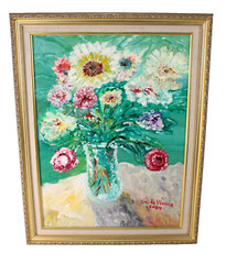 Floral Bouquet Still Life Oil Painting Signed Eric de Vienne 04
