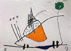 e9Art ACEO outsider childlike primitive naive folk art brut humor abstract