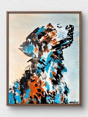 Original Pet 11×14 Canvas Painting Abstract Bold Colors Signed Wall Art A056