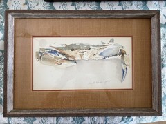 Original Janet Hassinger Fine Art Signed Watercolor Marine Life “Blue Crab”12×18