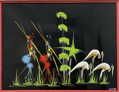 Vintage African Folk Art Framed Matted Signed Painting Rare Cultural Decor Gifts