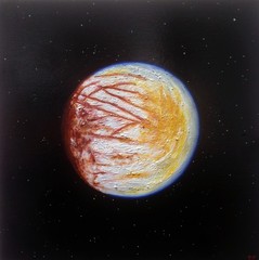 original oil painting, space, moons, astronomy, Europa
