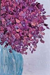 Original 4″x6″ Textured Oil Painting IMPASTO Flower Bouquet purple Wildflowers