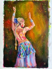 original acrylic painting 18x24in Color Dancer figurative fine art unstretched