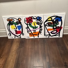 Peter Keil Set Of 3 Canvas paintings COA 20” X 16”