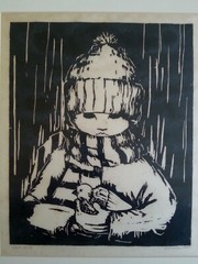 Original Schruck woodcut «Lost Birds» 23×19.5 inches
