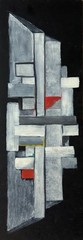 Vintage Geometric Shapes Cubist Oil on Board Painting MCM Mid Century Modern Art
