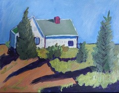 Impressionism Vacation Home 11×14 Colorful Art Painting Matted to 16×20
