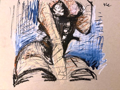 Oil Pastel Painting Anime Goth Girl Cubist Art On Paper 9”x12” Original