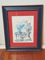 Leo Meiersdorff Watercolor New Orleans Jazz Band Painting Signed Framed 19″×15.5