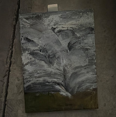 Abstract Gray & Green Painting on Canvas/Panel Unframed Single Piece Art