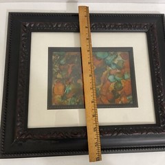 Abstract Reverse-Painted Glass Painting Liquid Pour Framed Art 12×14”