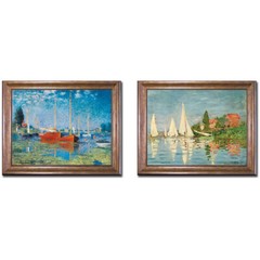 Bronze Framed Argenteuil Boats by Monet 2-pc Canvas Art Set (22 in x 28 in Each)
