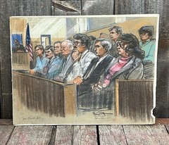 Original Artwork McDonough Trial, Federal Court 1981 Artist Jane Flavell Collins