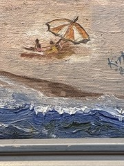 VTG Chincoteague Island Original Oil Painting 1980 Lighthouse Beach OceanSigned