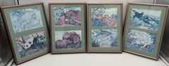 Art Watercolors Baby Mom Zoo Marine Animals Set of 8 Framed Nursery Child 12×8.5